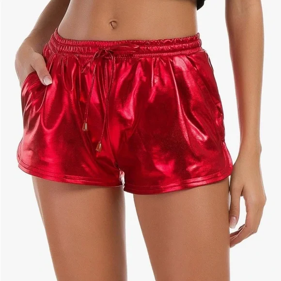 NWT Metallic Red Athletic Shorts - Picture 1 of 7